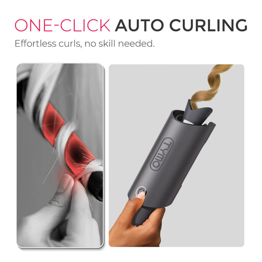 CURLPRO Automatic Curling Iron - Achieve Effortless Beach Waves with Rotating Curler, 500M Ionic Technology, Dual Voltage, Lightweight Design, 1 Inch in Gray