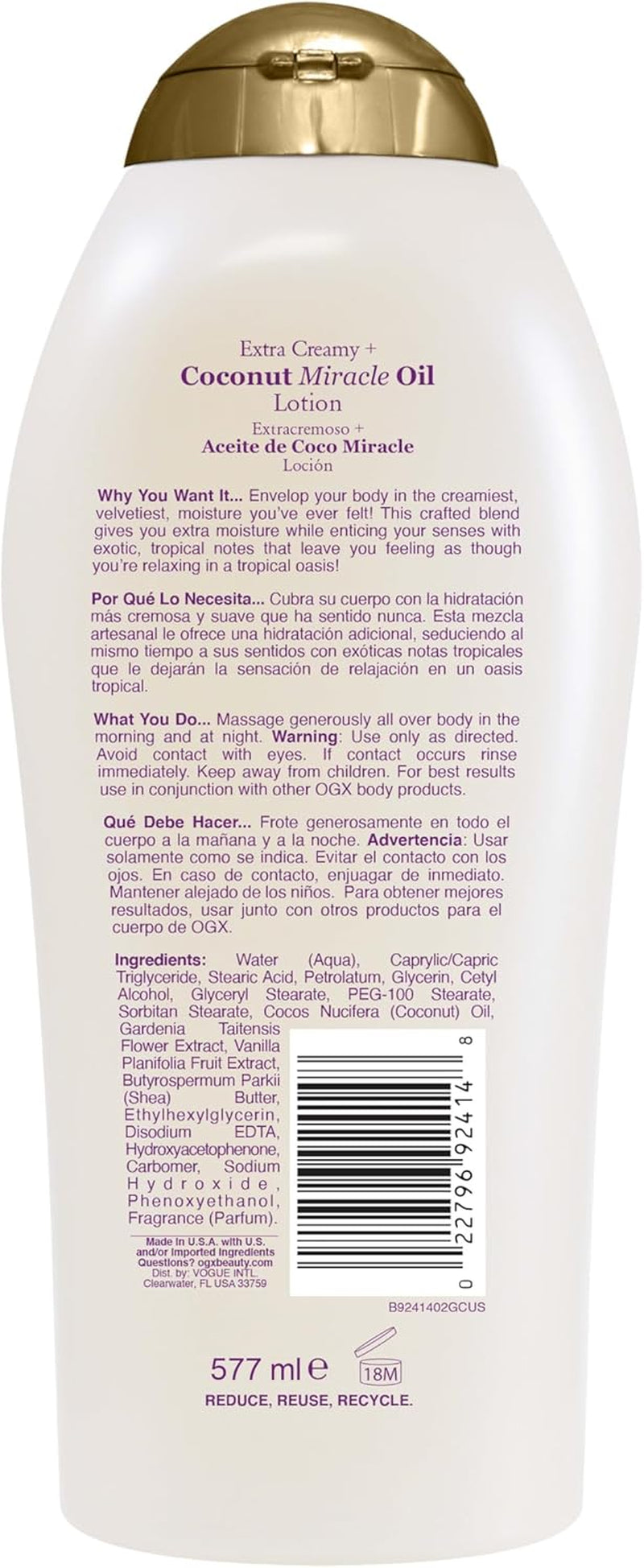 Extra Creamy + Coconut Miracle Oil Ultra Moisture Lotion, 19.5 Ounce