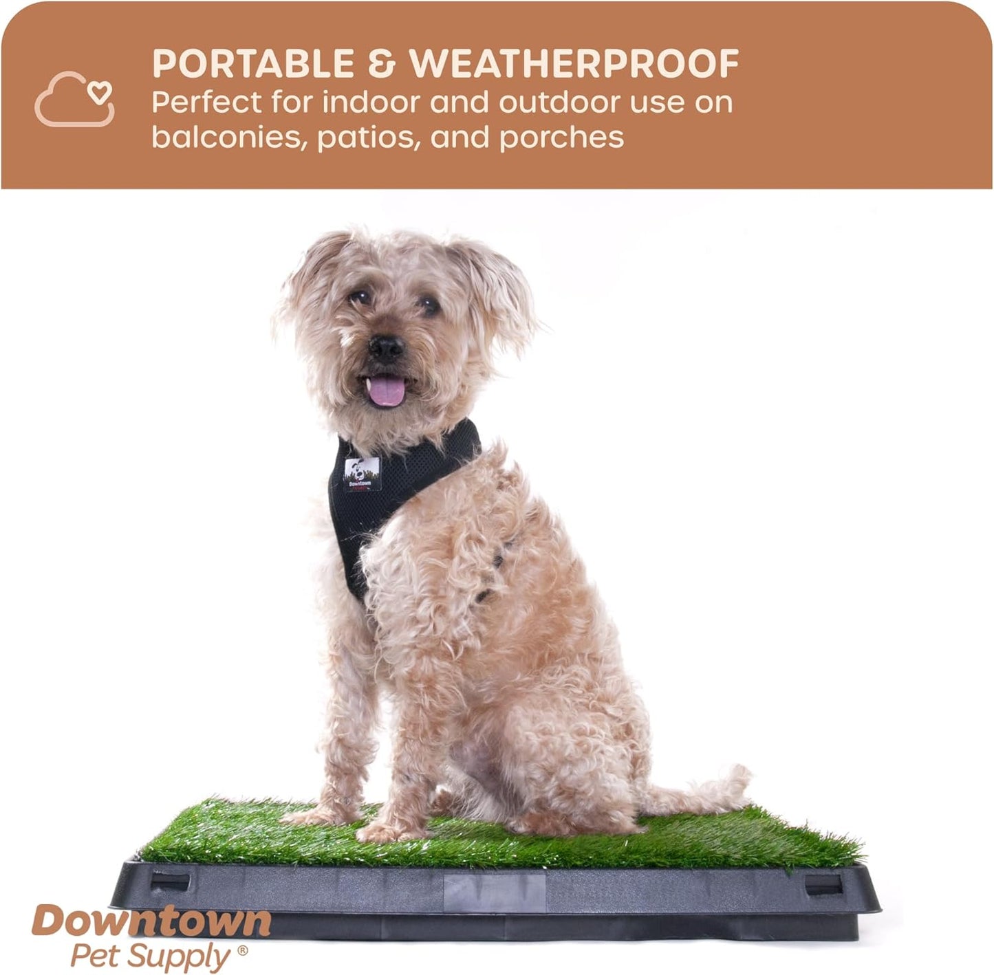 Dog Pee Potty Pad, Bathroom Tinkle Artificial Grass Turf, Portable Potty Trainer (20 X 25 Inch with Drawer)