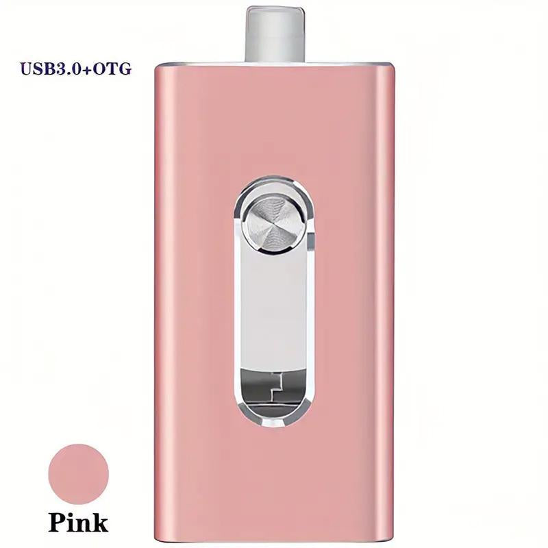 3 in 1 USB Storage Flash Pen Drive for Iphone, 1 Count Portable High Speed USB 3.0 Data Transfer Memory Stick, Thumb Drive for Ipad, Android Phones, PC and More Devices, Men Gifts