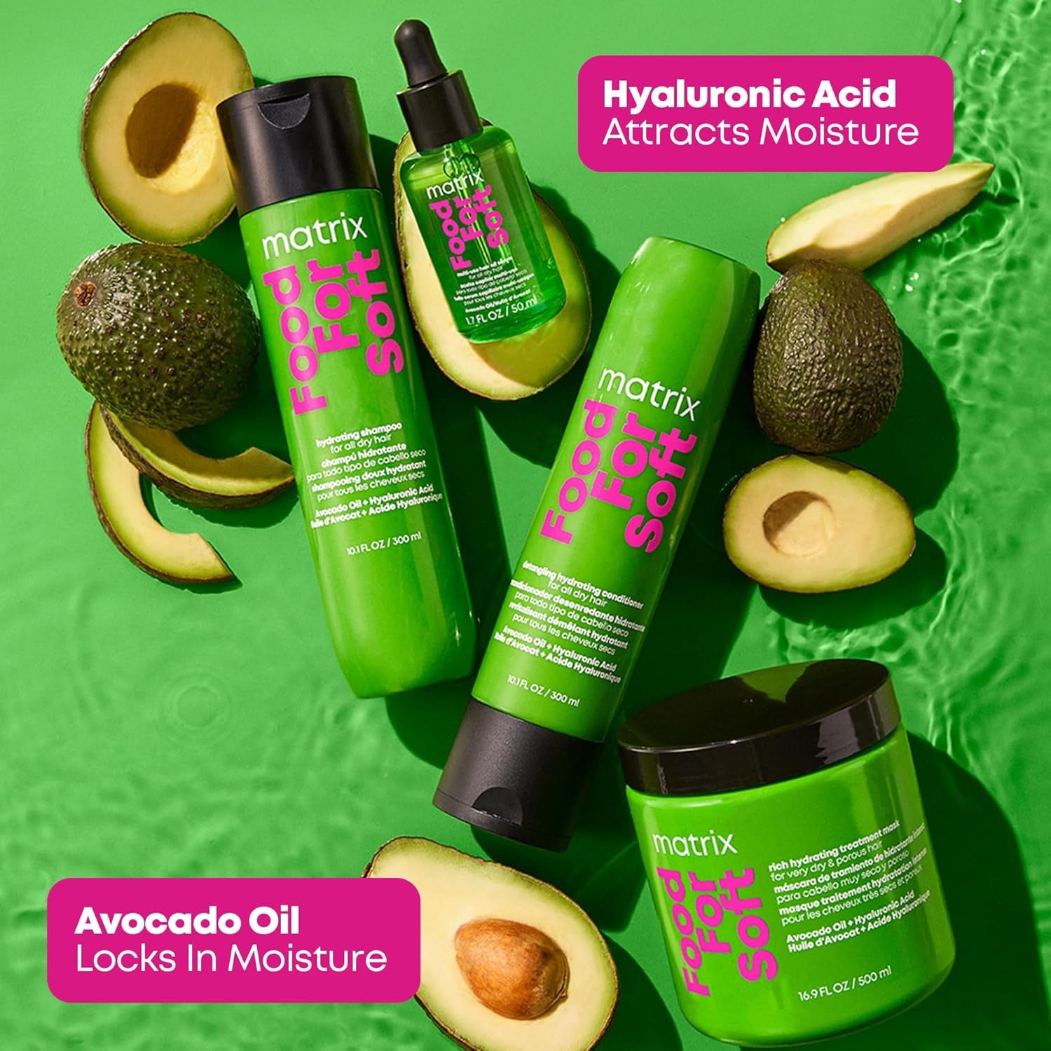 Detangling Hydrating Conditioner, Food for Soft Hydrating & Detangles Dry, Brittle Hair, Moisturizes, Softens, & Smooths,With Avocado Oil & Hyaluronic Acid,Suitable for Color Treated Hair
