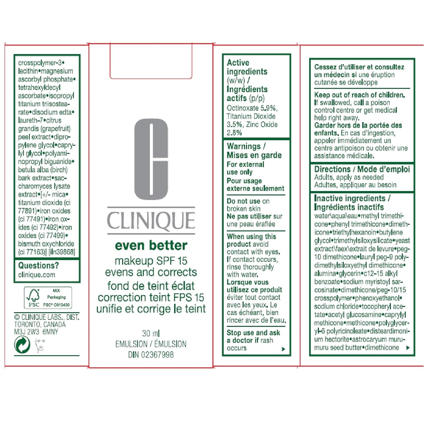 Clinique Even Better Makeup Medium Coverage Foundation Broad Spectrum SPF 15 | Evens Skin Tone + Reduces Dark Spots