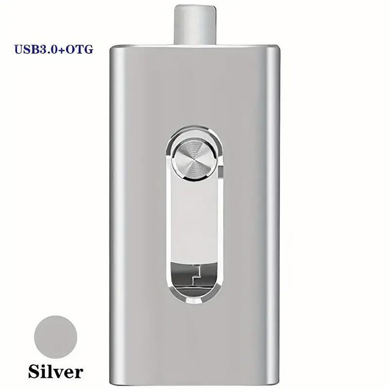 3 in 1 USB Storage Flash Pen Drive for Iphone, 1 Count Portable High Speed USB 3.0 Data Transfer Memory Stick, Thumb Drive for Ipad, Android Phones, PC and More Devices, Men Gifts