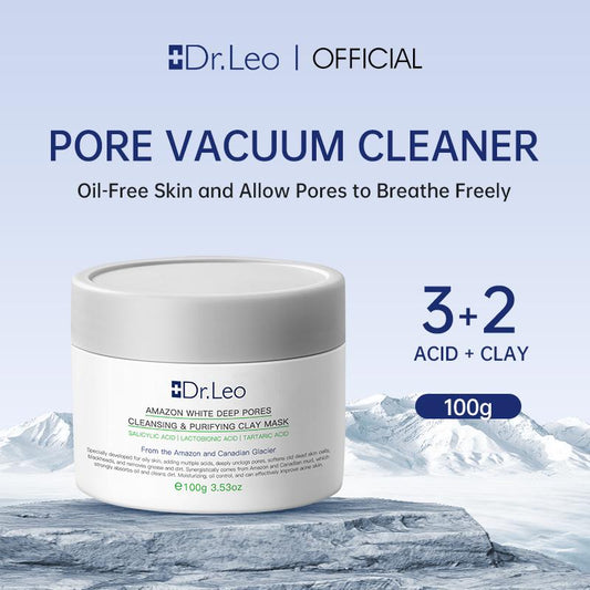 【On Sale】Dr.Leo White Clay Mud Mask for Oily, Acne-Prone & Sensitive Skin – Clears Pores, Removes Blackheads, Reduces Shine | 3-In-1 Affordable Skincare 100G Facial Cleanser #Cozyvibes #Effortlessbeauty
