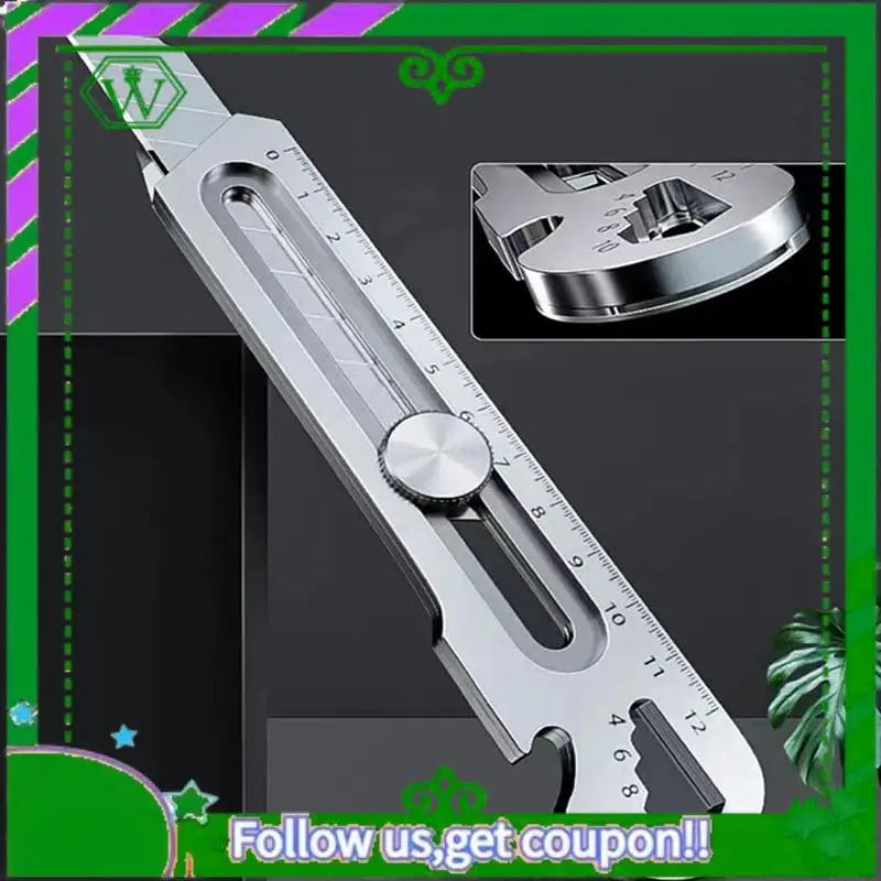 Reliable-6 in 1 Multifunction Stainless Steel Utility Knife Tail Break Design/Ruler/Bottle Opener Retractable Box Cutter
