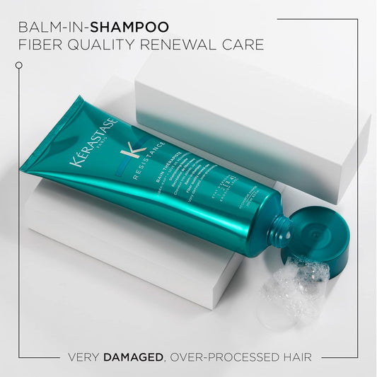 Kérastase Resistance, Bain Therapiste Shampoo, Repairing Gel Shampoo, Soothing Texture for Itchy Scalp, with Protein for Weak Hair, for Over-Processed and Damaged Hair, 250 Ml