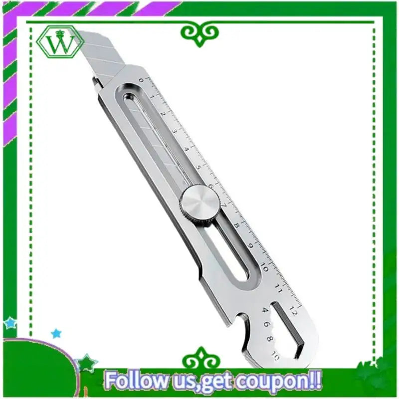 Reliable-6 in 1 Multifunction Stainless Steel Utility Knife Tail Break Design/Ruler/Bottle Opener Retractable Box Cutter