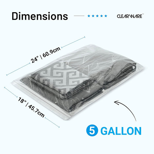 12 Large Storage Bags with Zipper Top - 5 Gallon Bags 18" X 24", Extra Large Plastic for Clothes, Travel, Moving, Large Reusable Freezer Bags, Bpa-Free, 2-Mil Thick