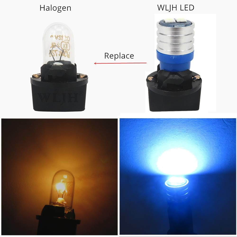 W5W Led Bulb 168 T10 194 Led Dash Lights PC195 PC194 PC168 Twist Socket Dashboard Instrument Cluster Interior Lights Map Dome Bulbs Extremely Bright (Ice Blue,Pack of 6)