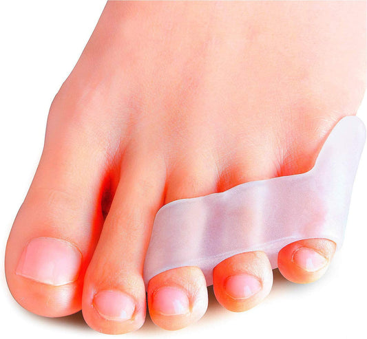 10 Pack Pinky Toe Separator & Protectors, Triple Gel Toe Separators for Overlapping Toe, Curled Pinky Toes Separate and Protect, Tailor'S Bunion Corrector Pads for Pain Relief (Clear)