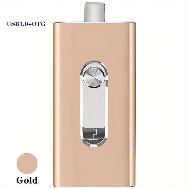 3 in 1 USB Storage Flash Pen Drive for Iphone, 1 Count Portable High Speed USB 3.0 Data Transfer Memory Stick, Thumb Drive for Ipad, Android Phones, PC and More Devices, Men Gifts