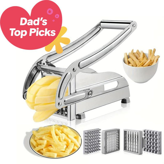 Multifunctional Stainless Steel French Fry Cutter , Vegetable Potato Chopper, Includes 1/2 & 3/8-Inch Blades Ideal for Air Fryer Foods, Carrots, Cucumbers,Onion, Kitchen Utensils, Hot Summer Picks