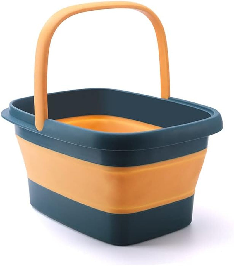 Collapsible Foot Bath – Advanced Foot Soak Tub with Portable Design and Handle – Foldable Pedicure Foot Spa Bowl – Compact and Lightweight Foot Soak with Acupressure Points, Blue and Orange