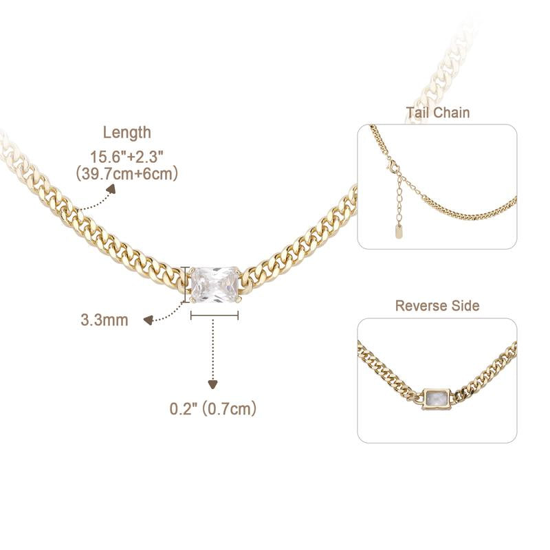MEIITRUE 14K Gold Plated Cubic Zirconia Pendant Necklaces for Women, Hypoallergenic Fade-Resistant Cuban Link Choker Necklace, Trendy Fashion Jewelry for Girls