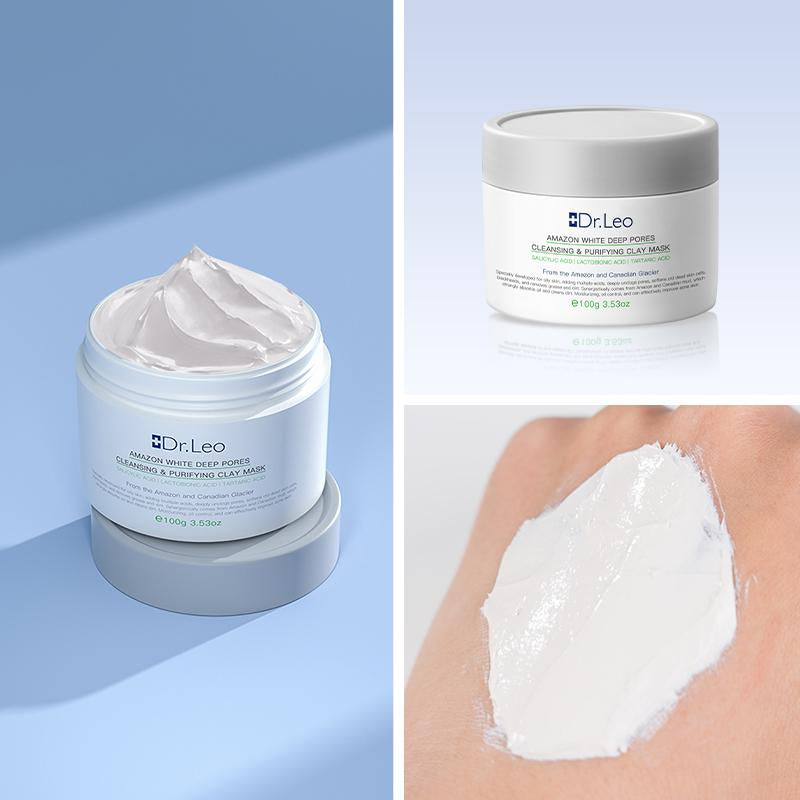 【On Sale】Dr.Leo White Clay Mud Mask for Oily, Acne-Prone & Sensitive Skin – Clears Pores, Removes Blackheads, Reduces Shine | 3-In-1 Affordable Skincare 100G Facial Cleanser #Cozyvibes #Effortlessbeauty