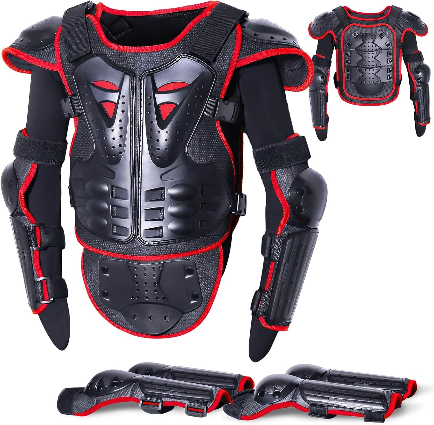 Upgraded Motorcycle Kids Armor Suit Dirt Bike Gear Elbow Knee Pads Chest Belly Protector Motocross Riding Guards Set