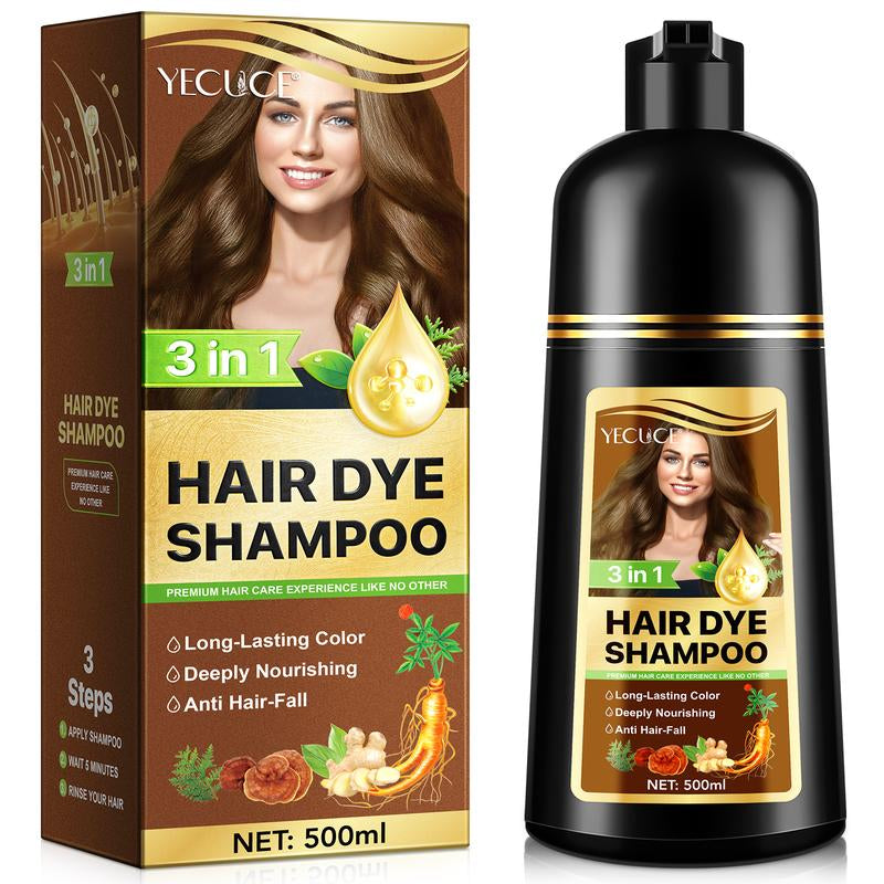 Yecuce Herbal Ingredients Hair Color Shampoo for Gray Hair Coverage - Black or Coffee Hair Dye Shampoo 3 in 1 for Women Men Grey Hair (500Ml) Springtok Haircare