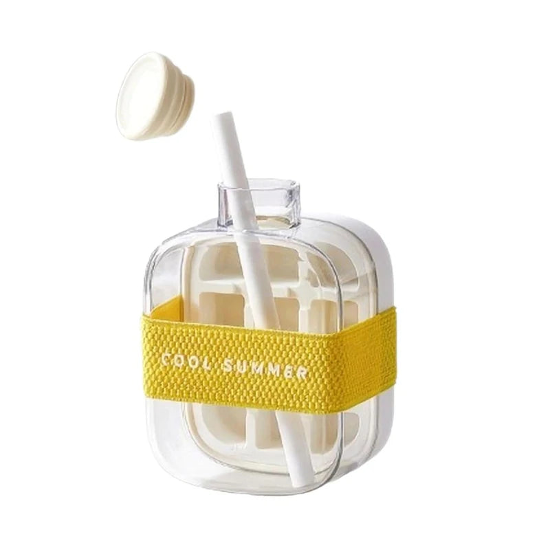 500/800ML Ice Cube Tray with Straw 2 in 1 Ice Cube Bottle Portable Silicone Ice Cube Maker Reusable Icecup Ice Cube Mold Tool