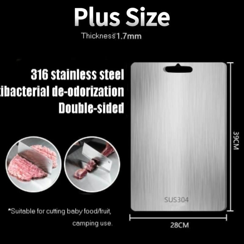 Stainless Steel Double-Sided Chopping Board - Modern Cutting Board for Meat and Vegetables, Eco-Friendly Kitchen Accessory, 1 Count