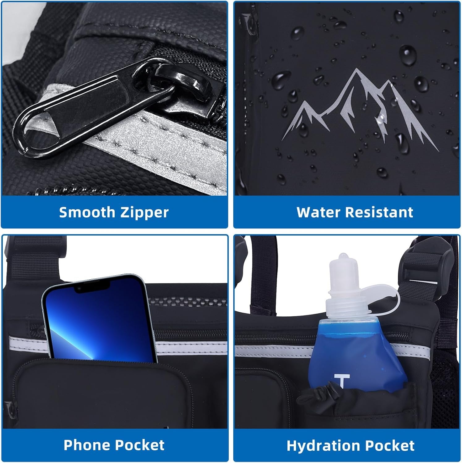 Chest Pack Running Vest with Hydration Bottle