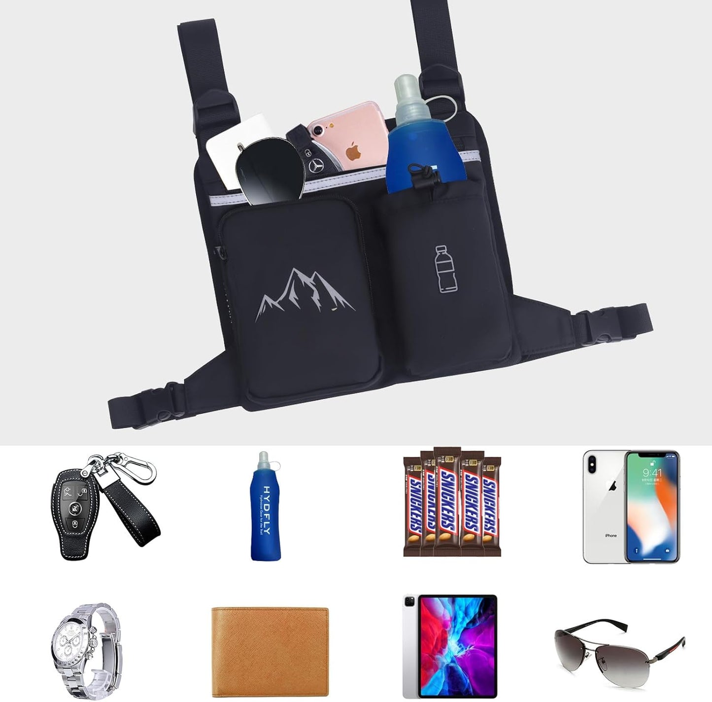 Chest Pack Running Vest with Hydration Bottle