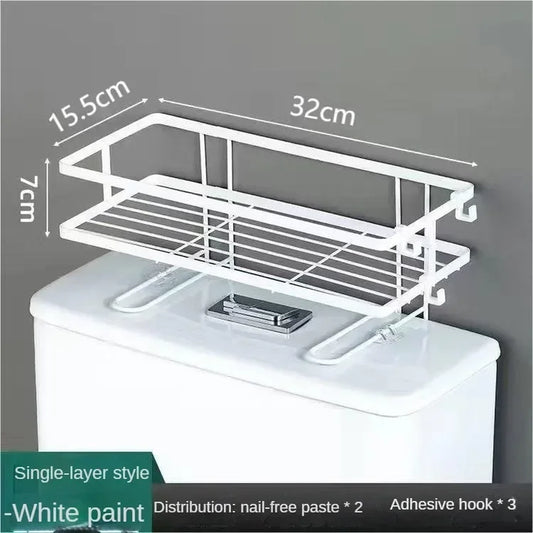 Toilet over the Shelf Toilet Storage 1Tier Bathroom Shelves Organizer,Multi-Function Paper Holder Basket No Drilling Space Saver