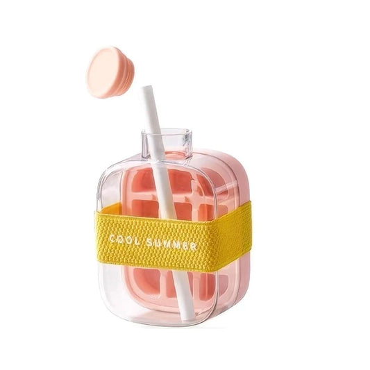500/800ML Ice Cube Tray with Straw 2 in 1 Ice Cube Bottle Portable Silicone Ice Cube Maker Reusable Icecup Ice Cube Mold Tool