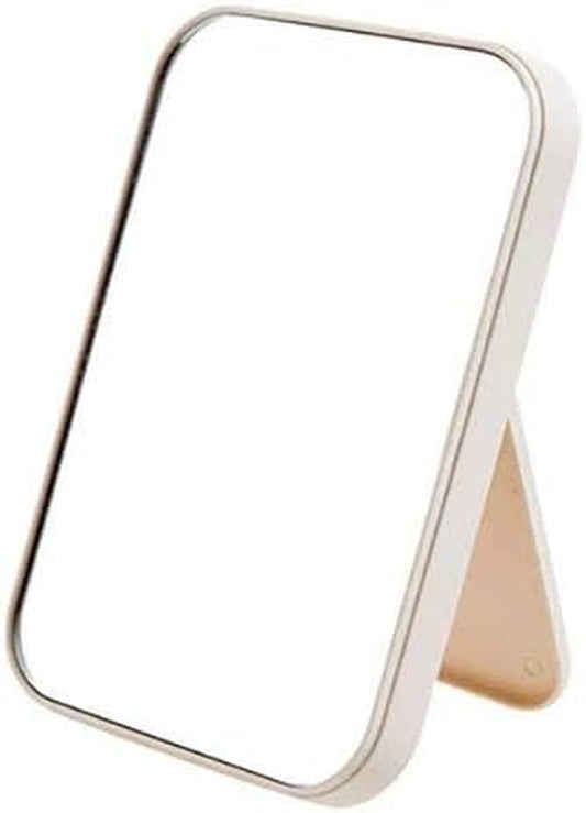 (Beige) -  Desktop Makeup Mirror,Foldable Makeup Mirror Simple Portable Princess Mirror Square Mirror Makeup Mirror for Women (Beige)