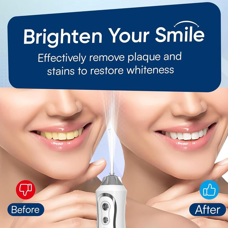 45-Day Water Flosser: IPX7 Waterproof, 360° Nozzle, 3 Modes & 300Ml Tank for Teeth Whitening, Plaque Removal & Gum Care
