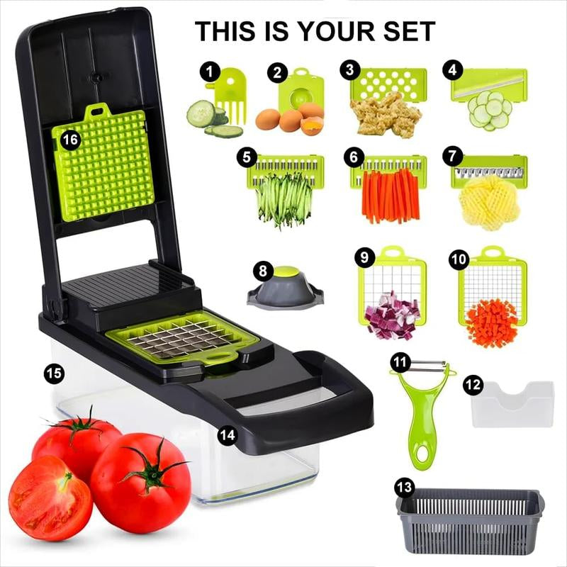 Multifunctional Vegetable Chopper Set, Dual-Blade Professional Vegetable Julienne Slicer, Quickly Cut Vegetables, Potatoes, Onions, Etc. Multifunctional Kitchen Tool, Father'S Day Gift