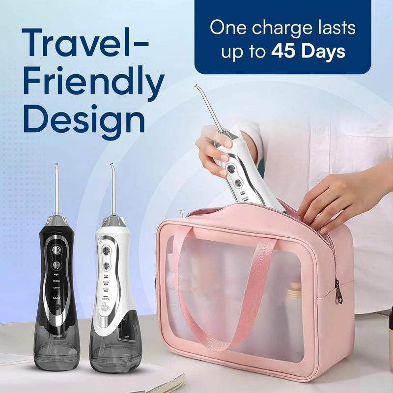 45-Day Water Flosser: IPX7 Waterproof, 360° Nozzle, 3 Modes & 300Ml Tank for Teeth Whitening, Plaque Removal & Gum Care