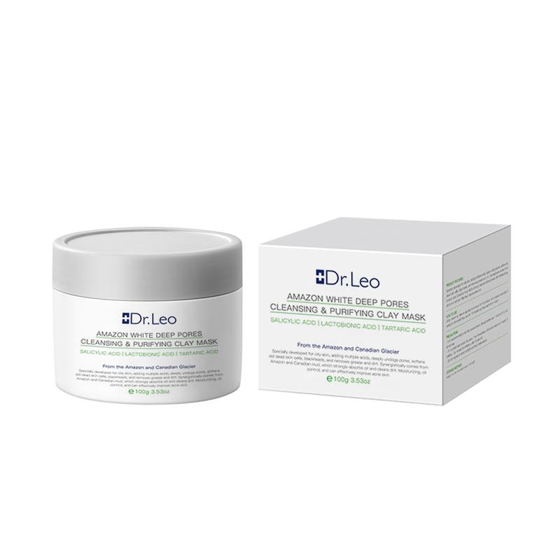 【On Sale】Dr.Leo White Clay Mud Mask for Oily, Acne-Prone & Sensitive Skin – Clears Pores, Removes Blackheads, Reduces Shine | 3-In-1 Affordable Skincare 100G Facial Cleanser #Cozyvibes #Effortlessbeauty