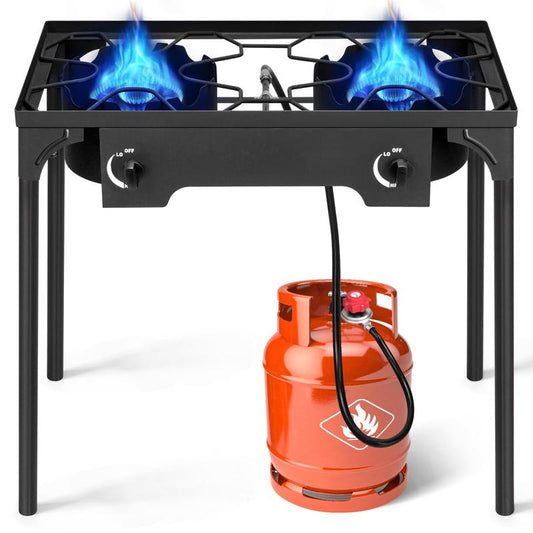 Ultimate 3-Burner Outdoor Propane Gas Stove - 225,000 BTU High Pressure Cooker for Backyard Cooking, Camping, Home Brewing & Turkey Frying!
