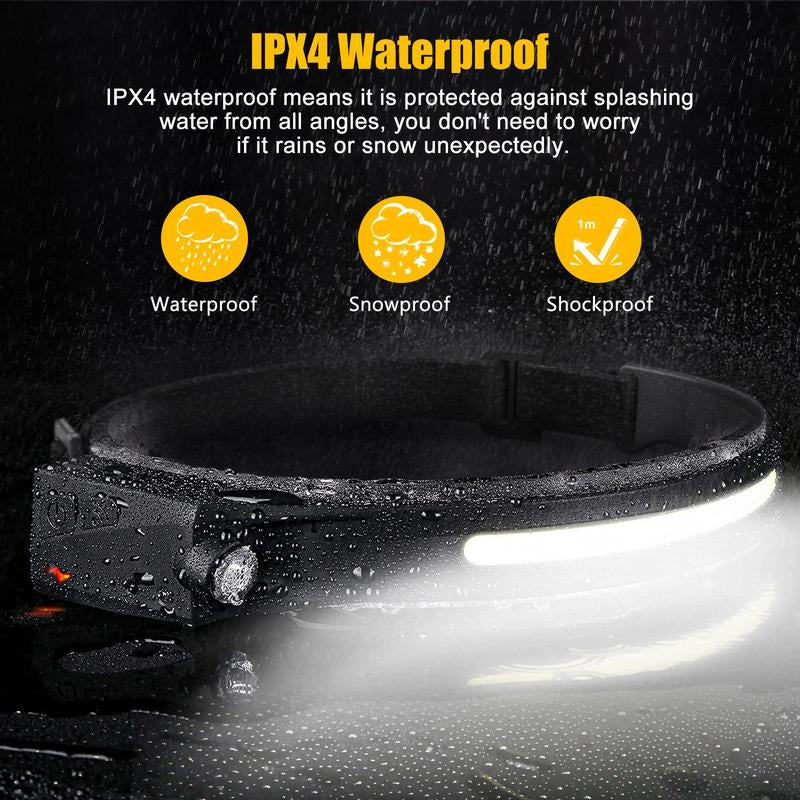 Rechargeable Headlamp, Led Light, Rechargeable 230ยฐ Wide Head Lamp with Motion Sensor for Adults, Night Headlamp Flashlight, Portable Outdoor Headlight for Fishing, Hiking, Camping, Flashlights, Camping Essentials, Camping Accessories