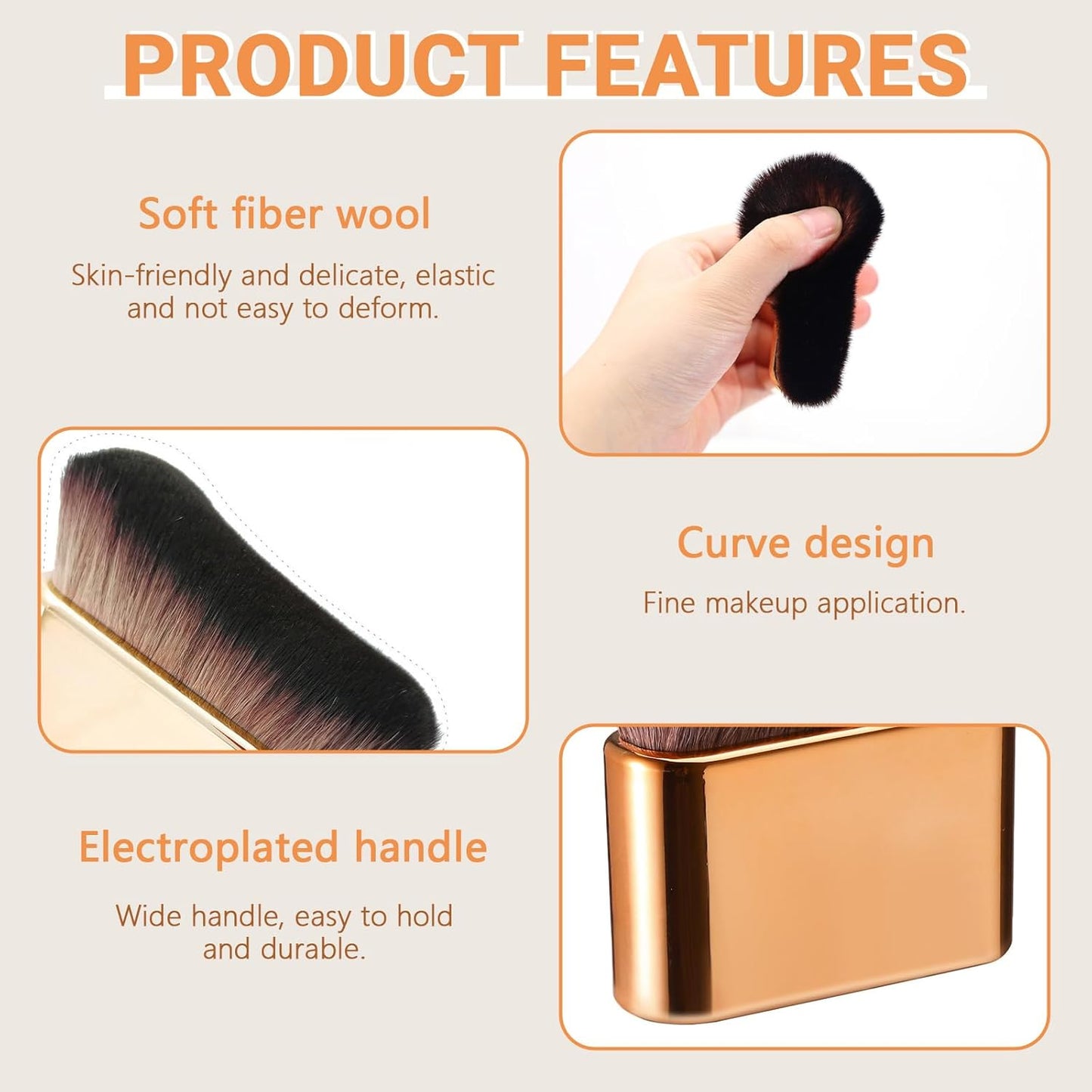 2 Pack Professional Self Tanner Brush, Face Body Makeup Brush for Legs, Sunscreen Applicator Self Tanning Brush for Liquid Foundation Powder Blusher Shadow Bronzer (Rose Gold & Gold)