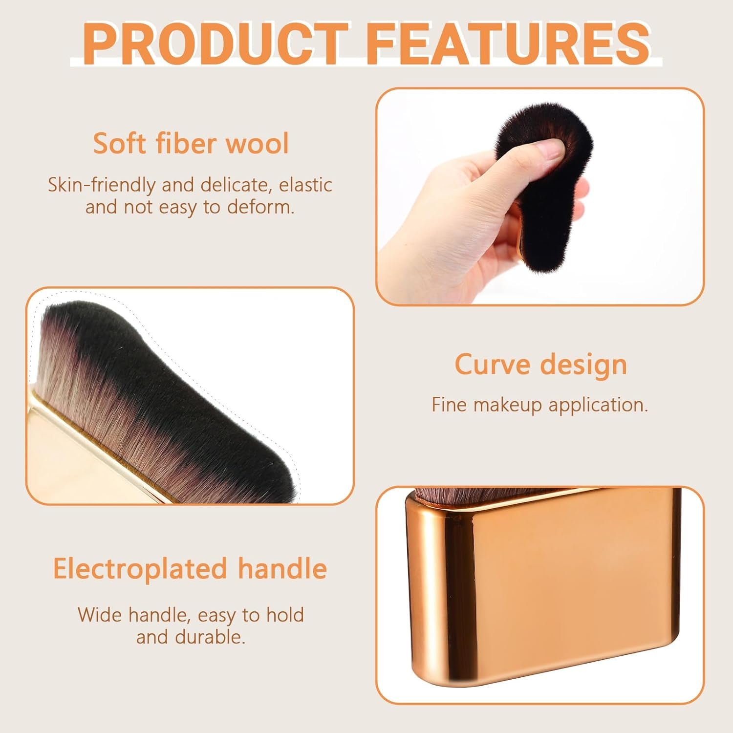2 Pack Professional Self Tanner Brush, Face Body Makeup Brush for Legs, Sunscreen Applicator Self Tanning Brush for Liquid Foundation Powder Blusher Shadow Bronzer (Rose Gold & Gold)