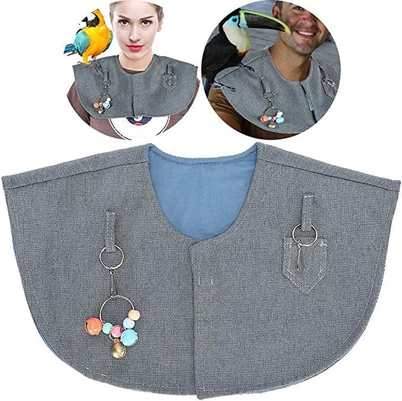 Parrot Anti-Scratch Bird Poop Shoulder Protector Birds Anklet Toys, Multi-Functional Bird Diaper Flight Suits Pee Pads Diaper Poop Shawl for Medium Cockatiel Parakeet Macaw (Shoulder Protector-Blue)