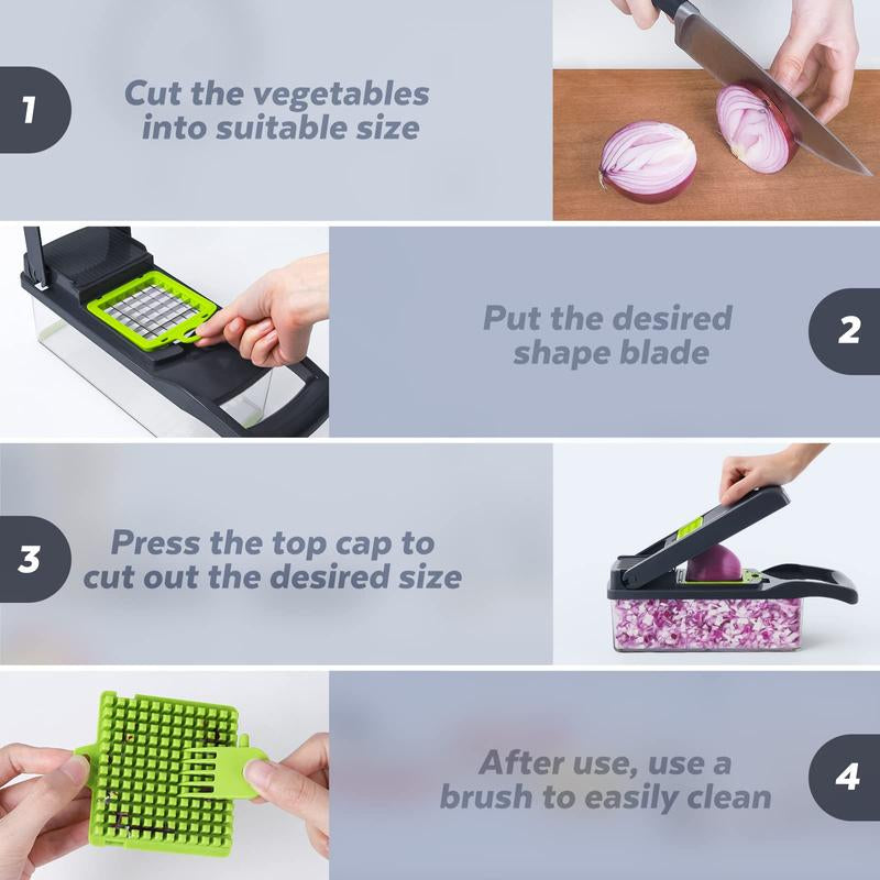 Multifunctional Vegetable Chopper Set, Dual-Blade Professional Vegetable Julienne Slicer, Quickly Cut Vegetables, Potatoes, Onions, Etc. Multifunctional Kitchen Tool, Father'S Day Gift