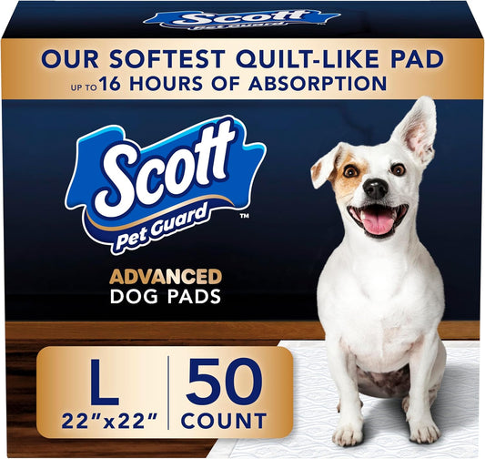 Pet Guard Advanced Dog Pads - Dog Training Pee Pads for Puppies, Medium & Large Dogs - up to 16 Hour Absorbency with Odor Control - Softest Quilted Dog Pee Pads - Large - 22" X 22" - 50 Pack