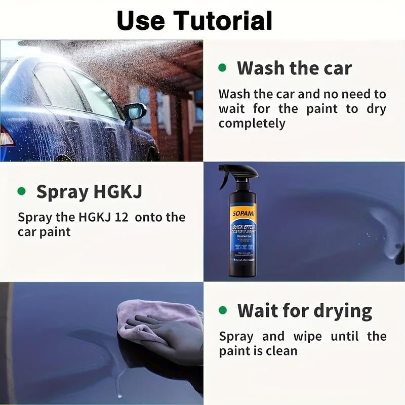 SOPAMI 16.91Oz Quick Acting Automotive Coating Agent Quick Acting Automotive Paint Wax Liquid Cross Film Crystal Coating Spray Brightening Repair Multi-Purpose Paint Regenerator Ceramic Automotive Coating Spray