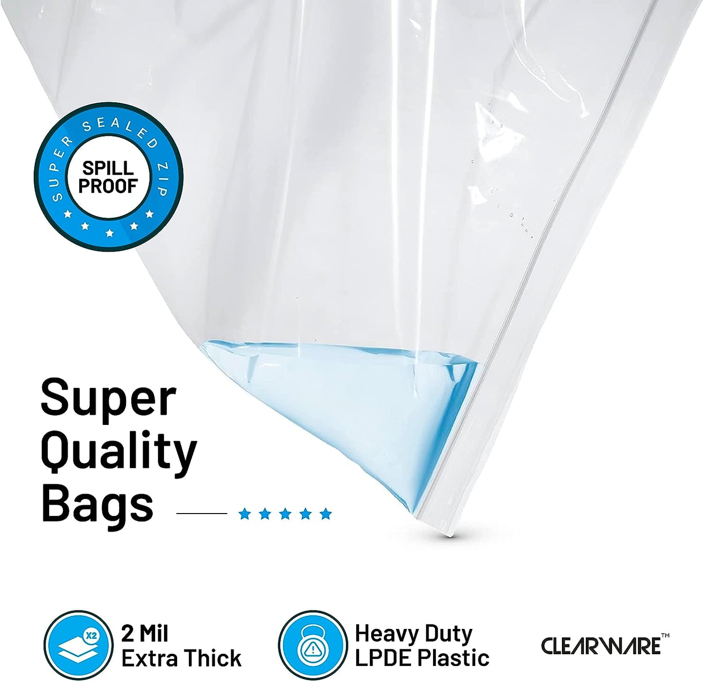 12 Large Storage Bags with Zipper Top - 5 Gallon Bags 18" X 24", Extra Large Plastic for Clothes, Travel, Moving, Large Reusable Freezer Bags, Bpa-Free, 2-Mil Thick