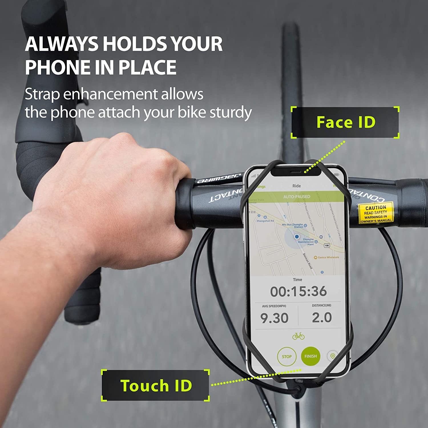 【】 Bike Tie Pro 4 Bike Phone Mount Bicycle Phone Holder for Stem Mounting 4.7"-7.2" Phones, Ultra Light Phone Shock-Proof Mount for Bike Motorcycle, Designed for Road Bicycle Accessories (Black)