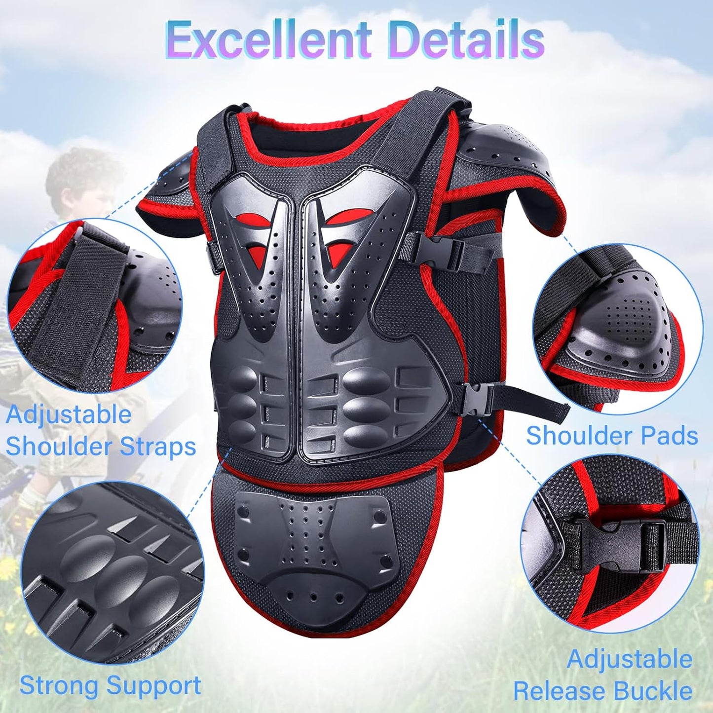 Upgraded Motorcycle Kids Armor Suit Dirt Bike Gear Elbow Knee Pads Chest Belly Protector Motocross Riding Guards Set