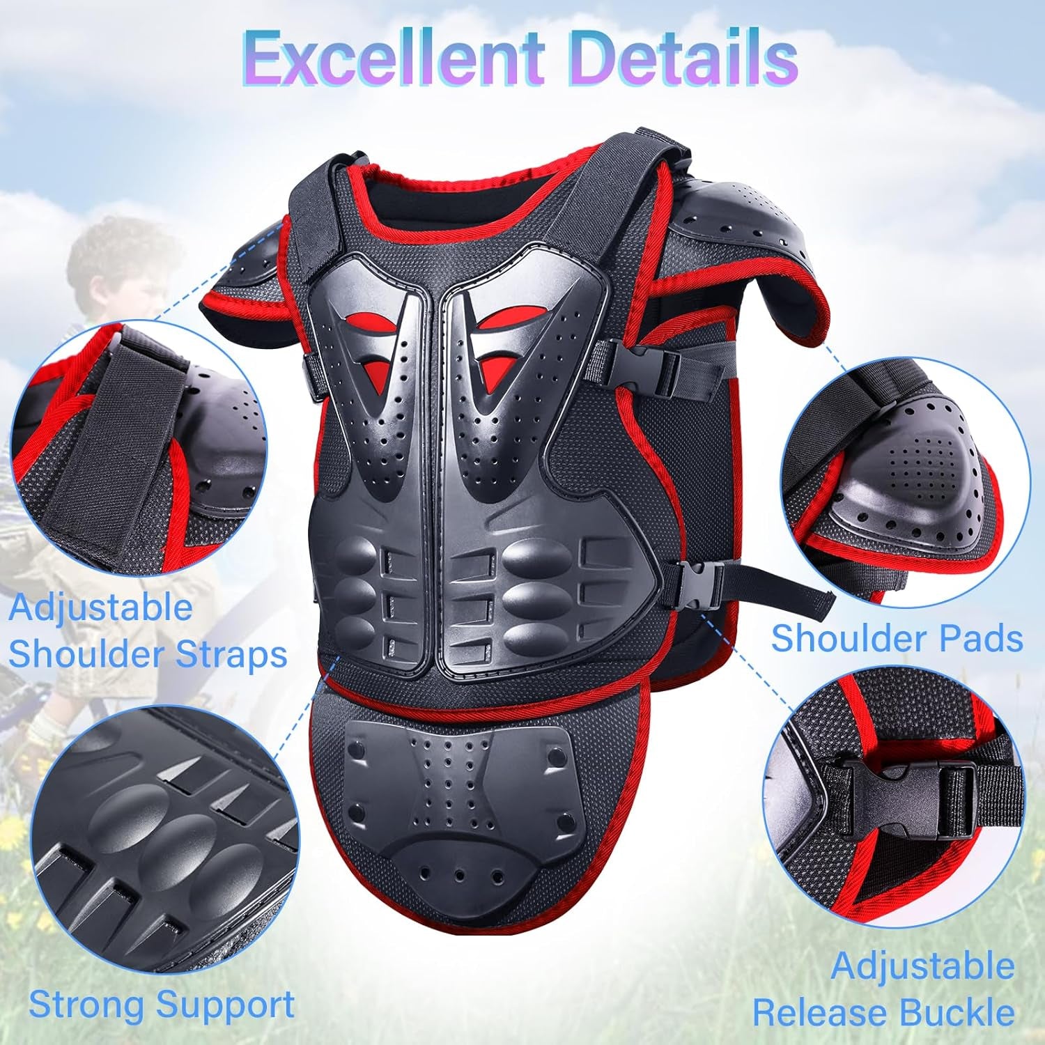 Upgraded Motorcycle Kids Armor Suit Dirt Bike Gear Elbow Knee Pads Chest Belly Protector Motocross Riding Guards Set