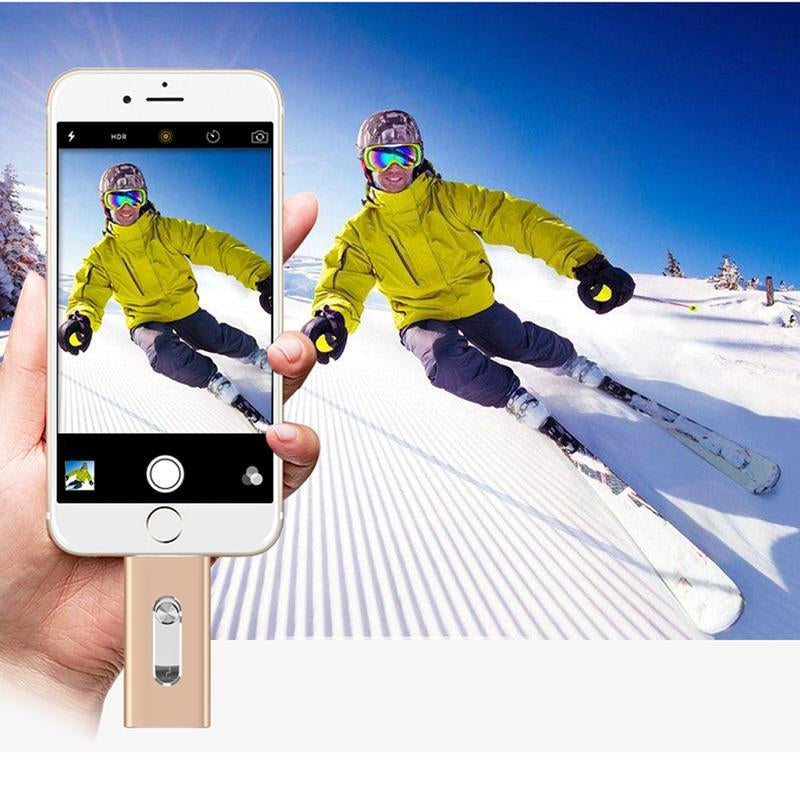 3 in 1 USB Storage Flash Pen Drive for Iphone, 1 Count Portable High Speed USB 3.0 Data Transfer Memory Stick, Thumb Drive for Ipad, Android Phones, PC and More Devices, Men Gifts