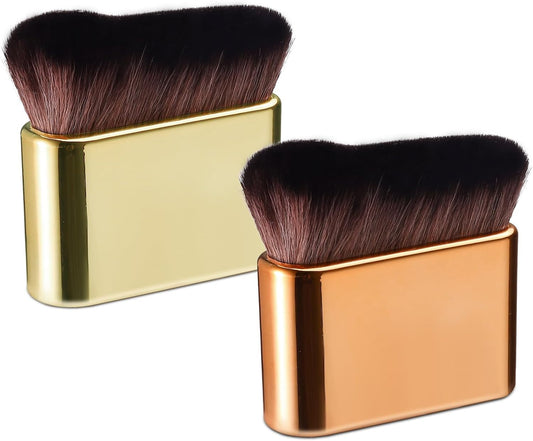 2 Pack Professional Self Tanner Brush, Face Body Makeup Brush for Legs, Sunscreen Applicator Self Tanning Brush for Liquid Foundation Powder Blusher Shadow Bronzer (Rose Gold & Gold)