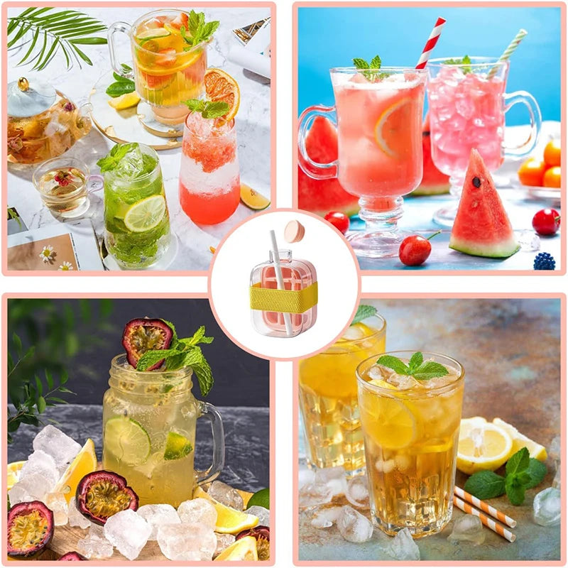 500/800ML Ice Cube Tray with Straw 2 in 1 Ice Cube Bottle Portable Silicone Ice Cube Maker Reusable Icecup Ice Cube Mold Tool