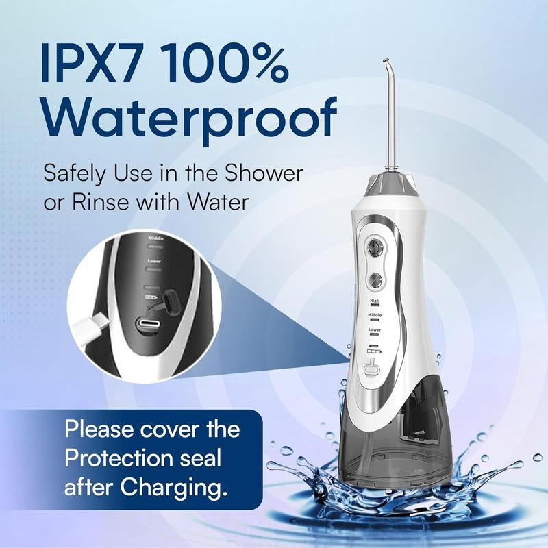 45-Day Water Flosser: IPX7 Waterproof, 360° Nozzle, 3 Modes & 300Ml Tank for Teeth Whitening, Plaque Removal & Gum Care