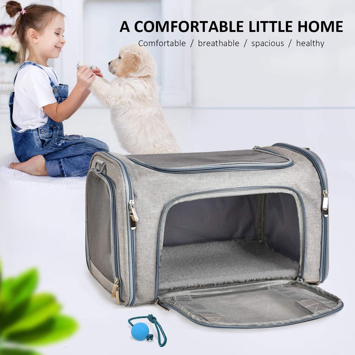 Cat Carriers Dog Carrier Pet Carrier for Small Medium Cats Dogs Puppies up to 15 Lbs, TSA Airline Approved Small Dog Carrier Soft Sided, Collapsible Waterproof Travel Puppy Carrier - Grey