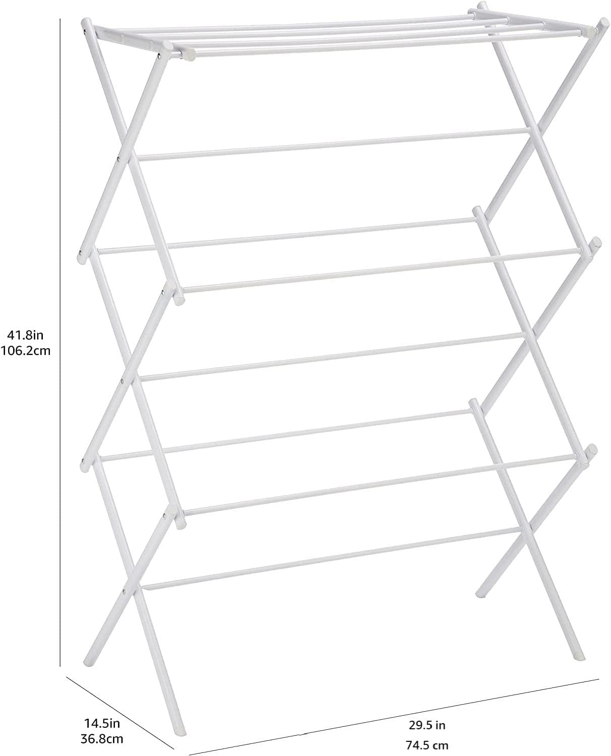 Foldable Portable Laundry Drying Rack for Air Drying Clothing, Indoor Outdoor Use - 29.4 X 14.8 X 41.9 Inches (Lxwxh), White